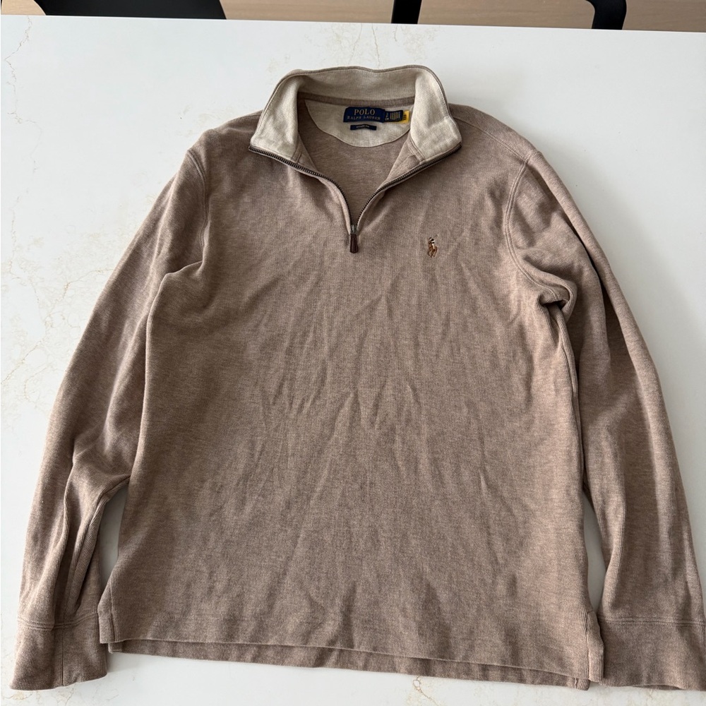 Polo by Ralph Lauren Tan Quarter-Zip Sweater